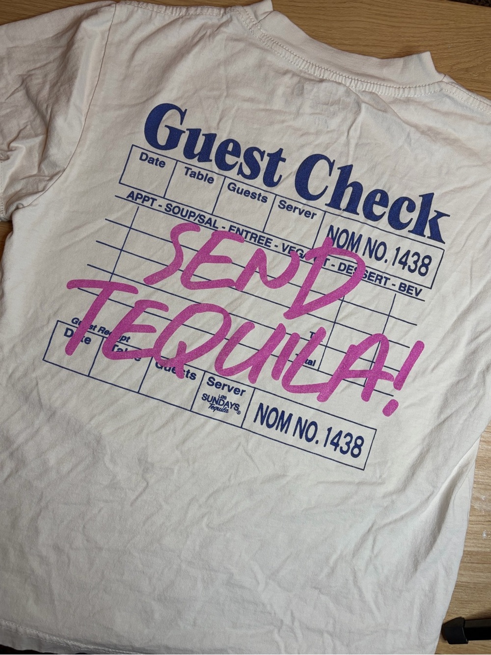 Los Sundays Tequila White 'Guest Check - Send Tequila!' Graphic Tee - Picture 3 of 5